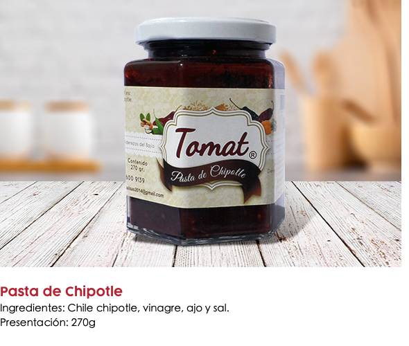 ﷯ Pasta de Chipotle Ingredientes: Chile chipotle, vinagre, ajo y sal. Presentación: 270g